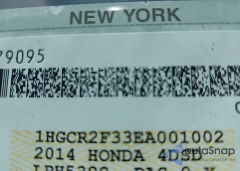 2014 Honda Accord Lx z USA, uszkodzony, nr VIN 1HGCR2F33EA001002